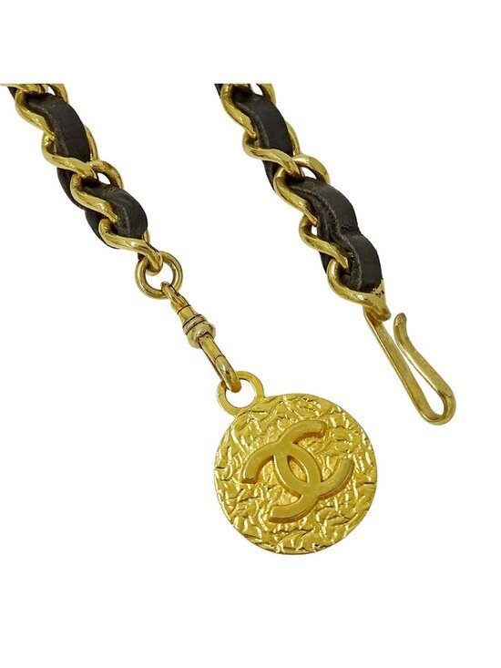 Chanel Belt Chain Leather Black Gold CC Logo main image 5
